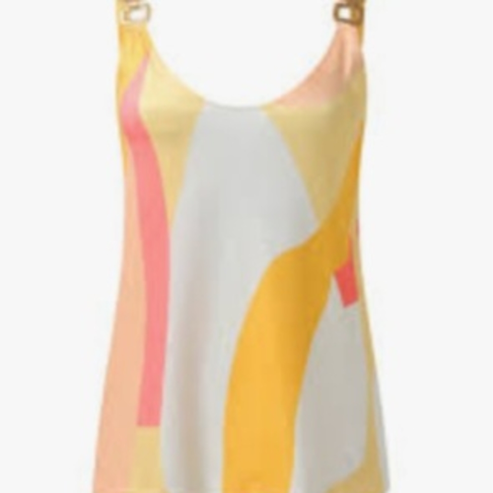 Chicme Sexy V Neck Chain Link Strap Camisole Tank Top Relaxed Fit Size M Gld Sun - Picture 2 of 7